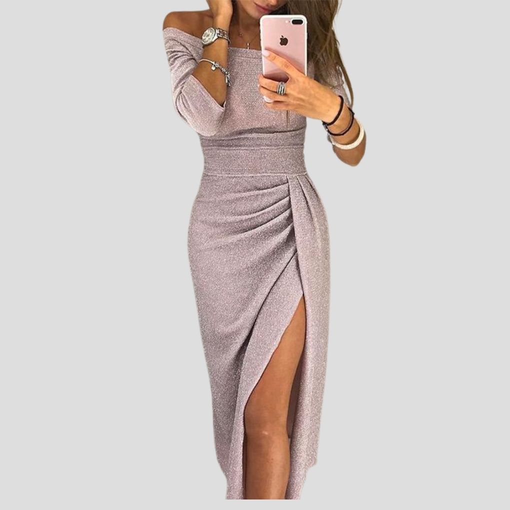 Kvinnenes elegante midi-kjole, ideell som både hverdagskjole og festkjole. Komfortabel passform.