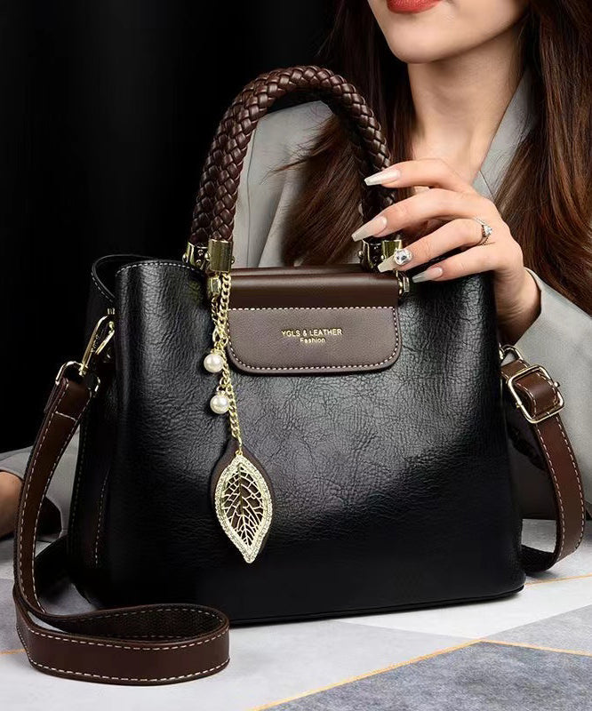 Svart elegant toteveske for kvinner. Stilig hverdagshåndveske, romslig skulderveske med glidelås.