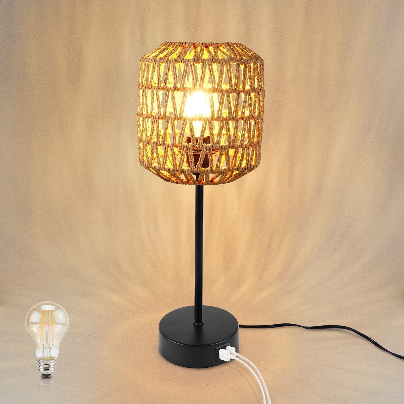 Allsidig bordlampe med dimbar berøringskontroll og USB-lading. Stilig design for skrivebord, stue eller soverom.