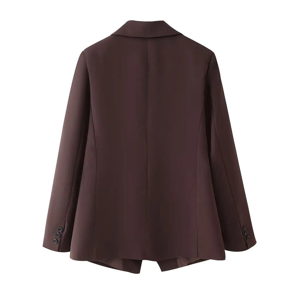 Klassisk brun dameblazer med elegant krage. En formell og tidløs del av din kvinnemote garderobe.