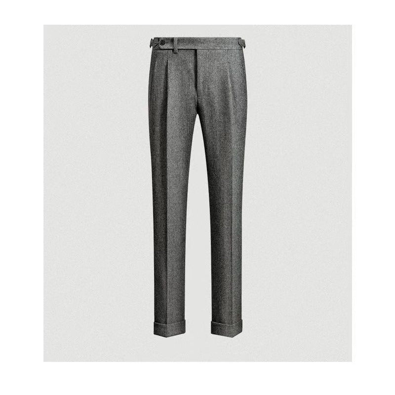 Stilfull herre tweedbukse i grå. Vintage-inspirert design for elegant og komfortabel fritid.