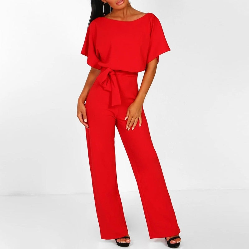 Jumpsuit for kvinner, allsidig og komfortabel, med et elegant design og snøret midje.