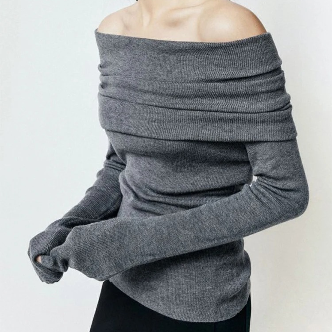 Motebevisst off-shoulder dame topp med slash neck, gir et elegant og komfortabelt antrekk til hverdags.