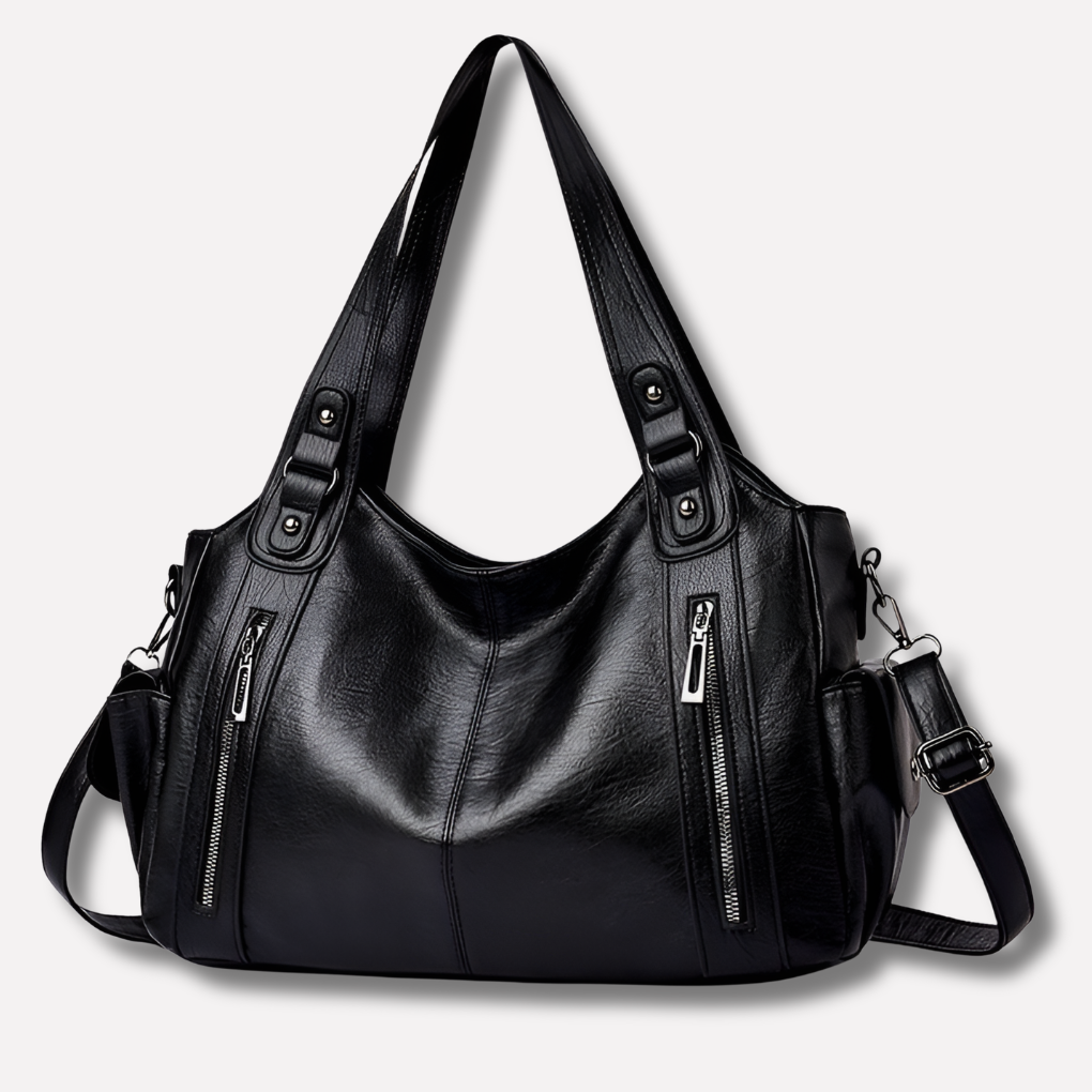 Motebevisst dameveske i vegansk skinn, kan brukes som elegant skulderveske eller praktisk crossbody.