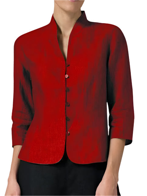 Elegant damebluse med ståkrage og trekvart erme. Stilren, moderne kvinnebluse for allsidig bruk.