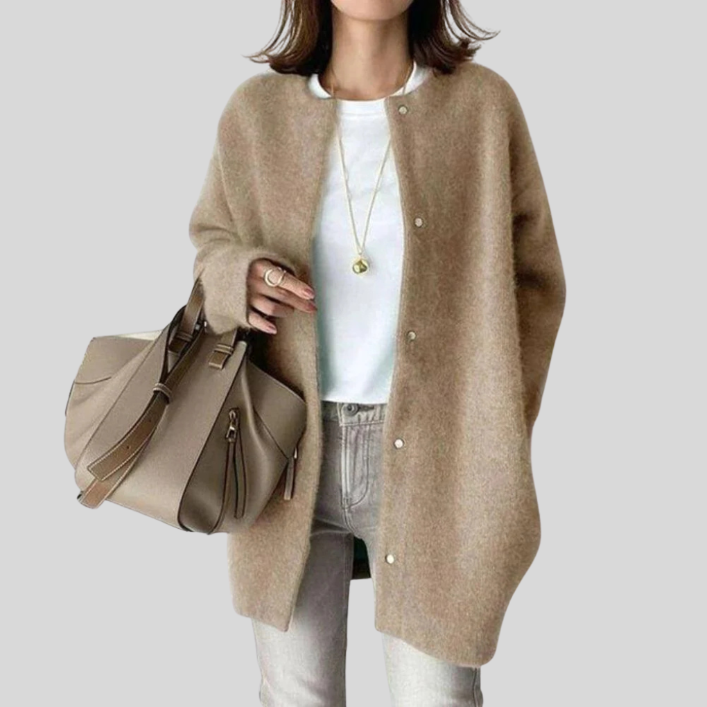 Komfortabel strikket damecardigan for høst og vinter, elegant stil, allsidig og varm.
