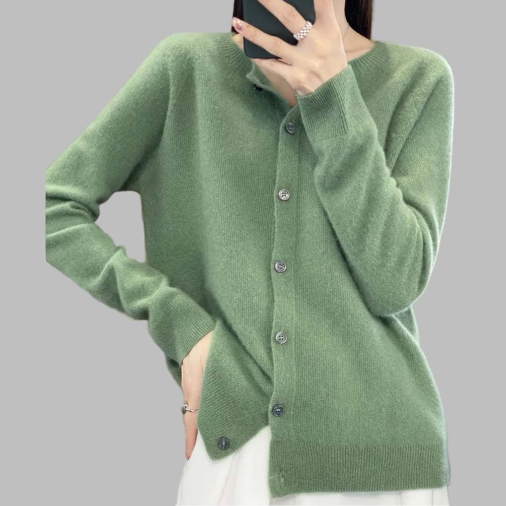 Elegant og casual damecardigan, O-hals, enkel å kombinere. Tidløs stil for alle kvinner.