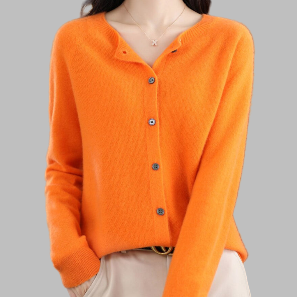 Ny damecardigan for høst, O-hals, lett å style. En casual og elegant jakke for kvinner.