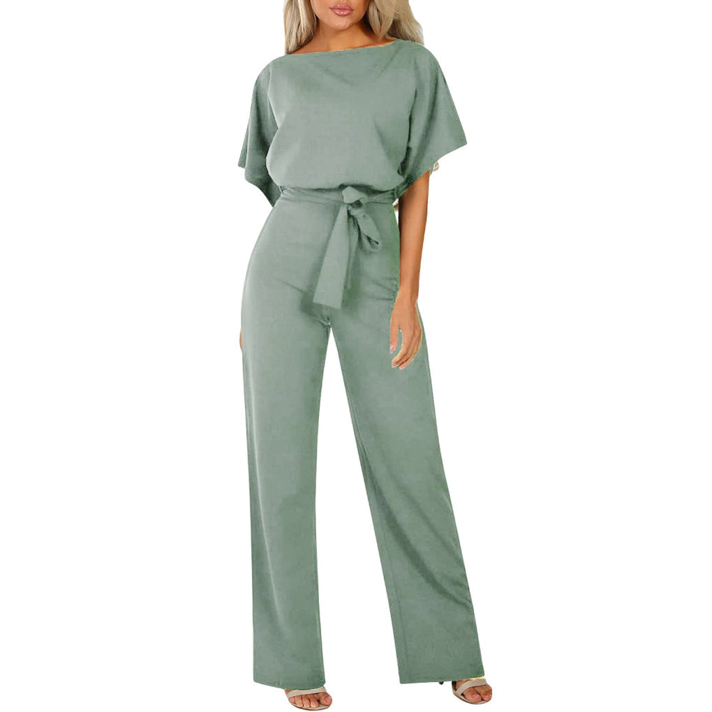 Elegant festantrekk: Damejumpsuit med brede ben. Perfekt for kveldsarrangementer og selskap.