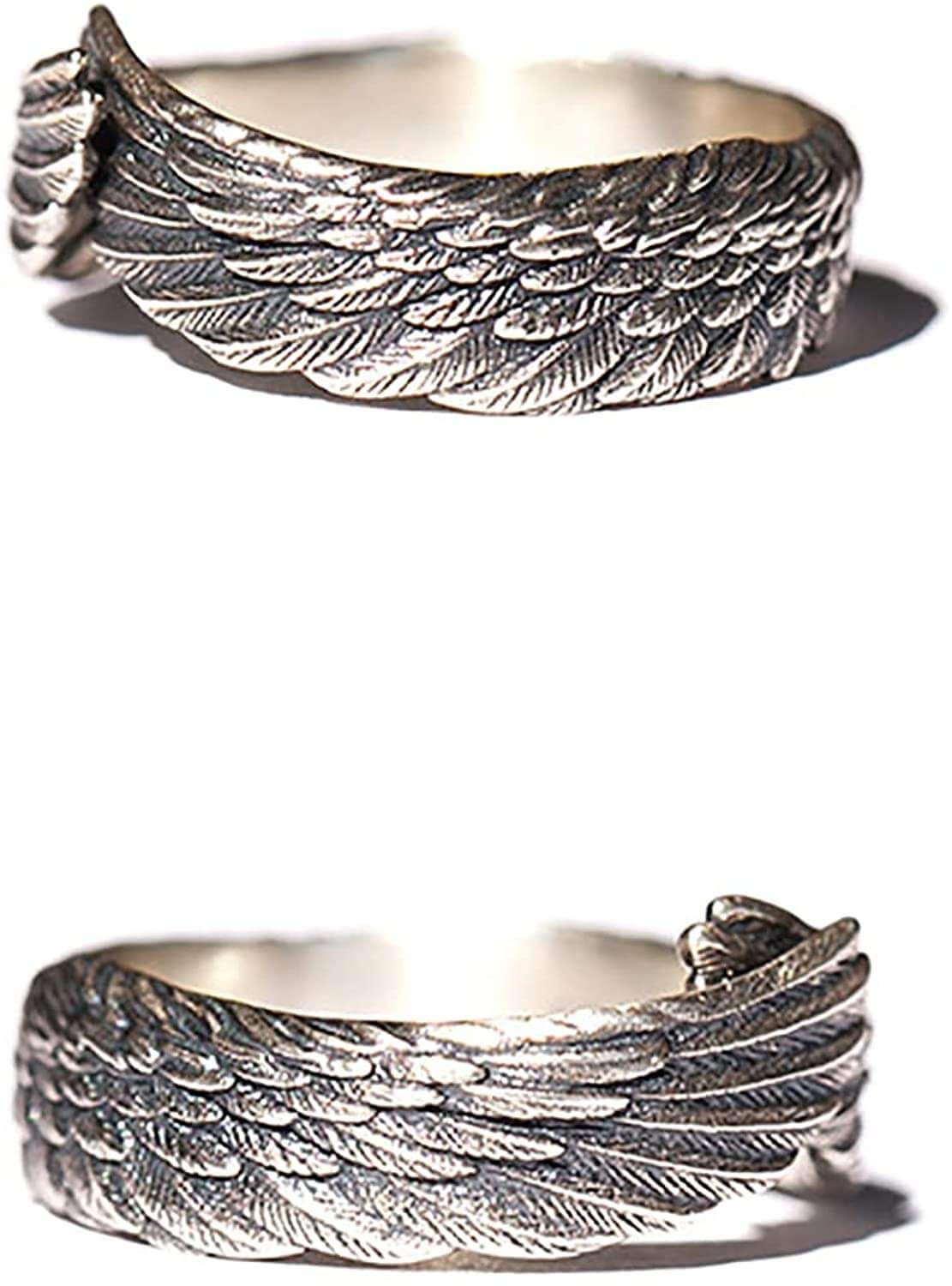 Symbolsk sølvring for kvinner, formet som beskyttende englevinger; elegant smykkegave.