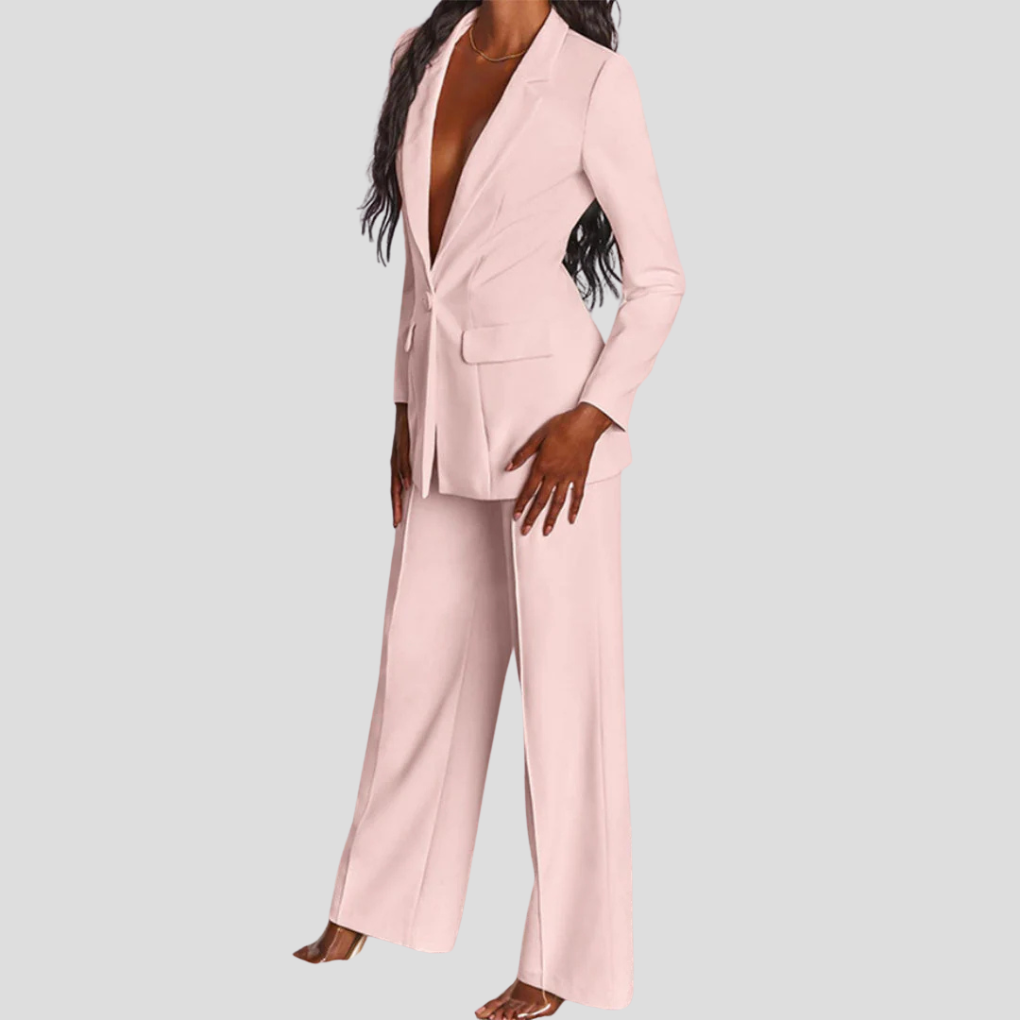 Kvinner blazer og bukser sett i premium kvalitet. Elegant stil for både hverdag og business.