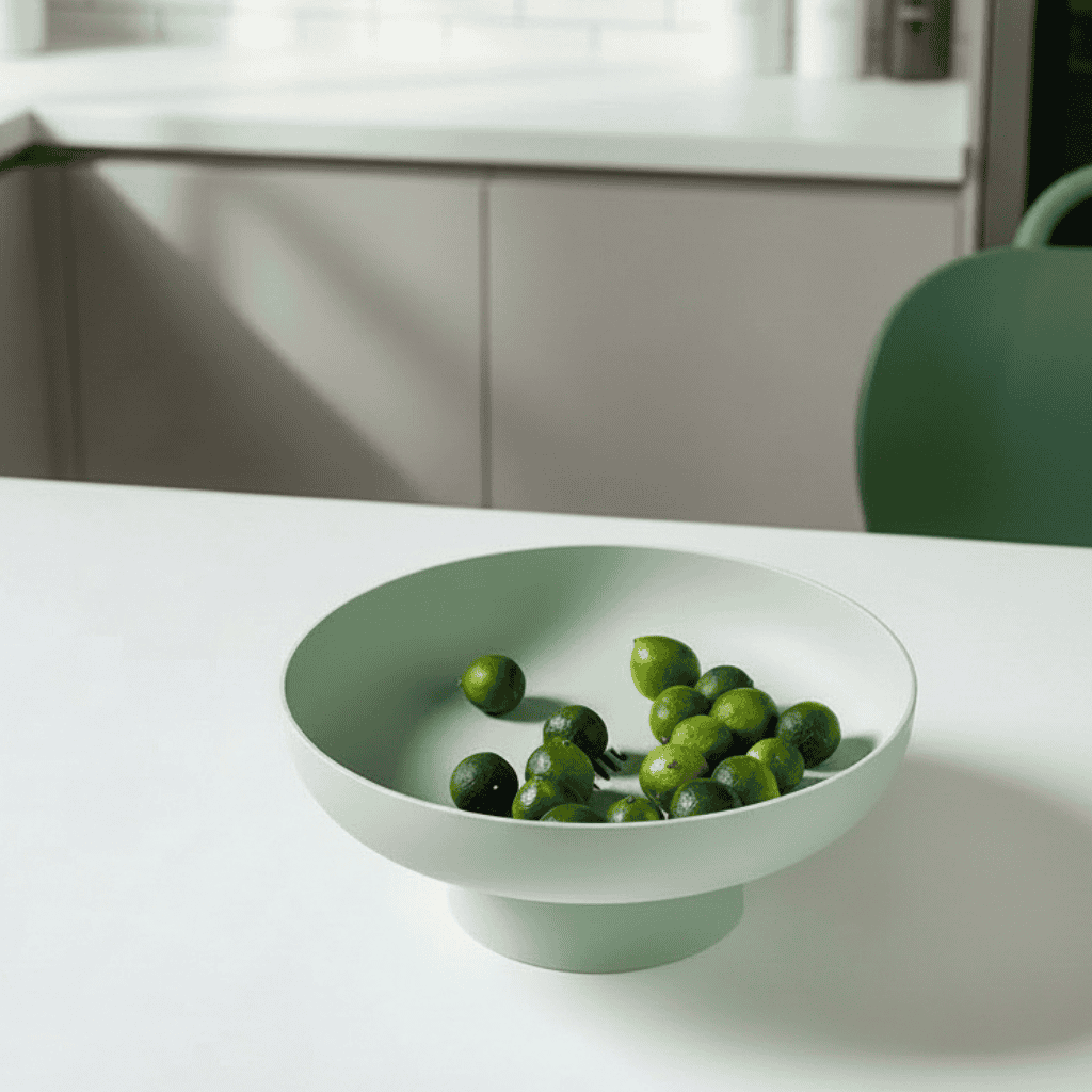 Stilfull og elegant fruktskål, et dekorativt element som løfter kjøkken- og stueinnredningen.