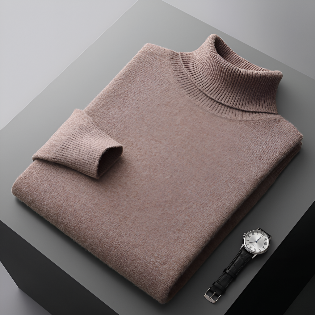 Luksuriøs polokrage genser i 100% kasjmir for herrer. Varm vintergenser som kombinerer eleganse og komfort.