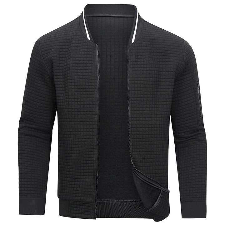 Trendy herrejakke, ideell som vinterjakke eller høstjakke. Minimalistisk rutenett design, elegant for menn.