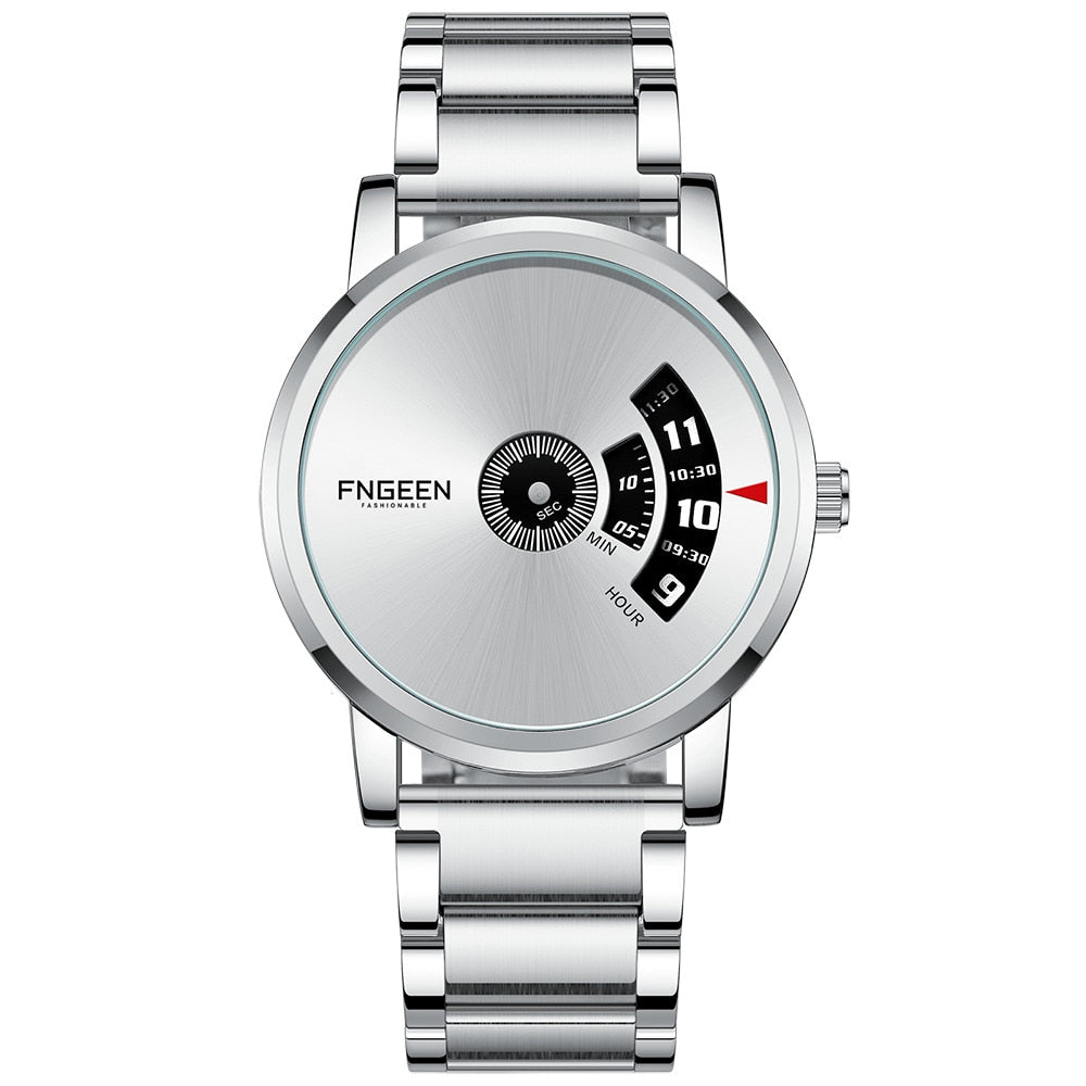Moderne kvarts armbåndsur for menn, med elegant mesh-reim og solid urkasse.