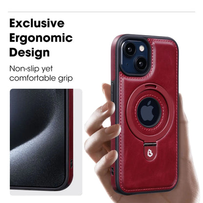 Premium PU skinn iPhone-deksel gir robust telefonbeskyttelse og har et praktisk magnetisk stativ.