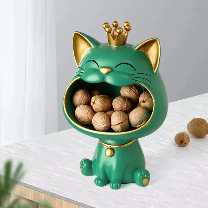 Elegant kattefigur i resin med oppbevaring, perfekt gaveide og stilfull dekorasjon for interiør.