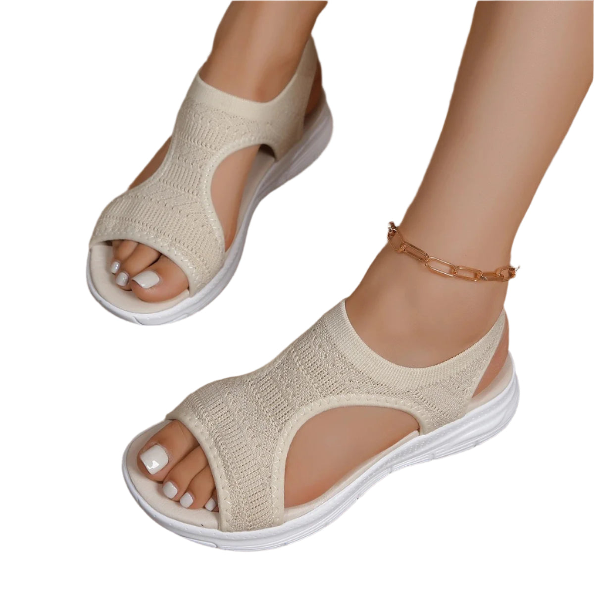 Elegante sommersko, kilesandaler med feminin stil og platåsåle for kvinner.
