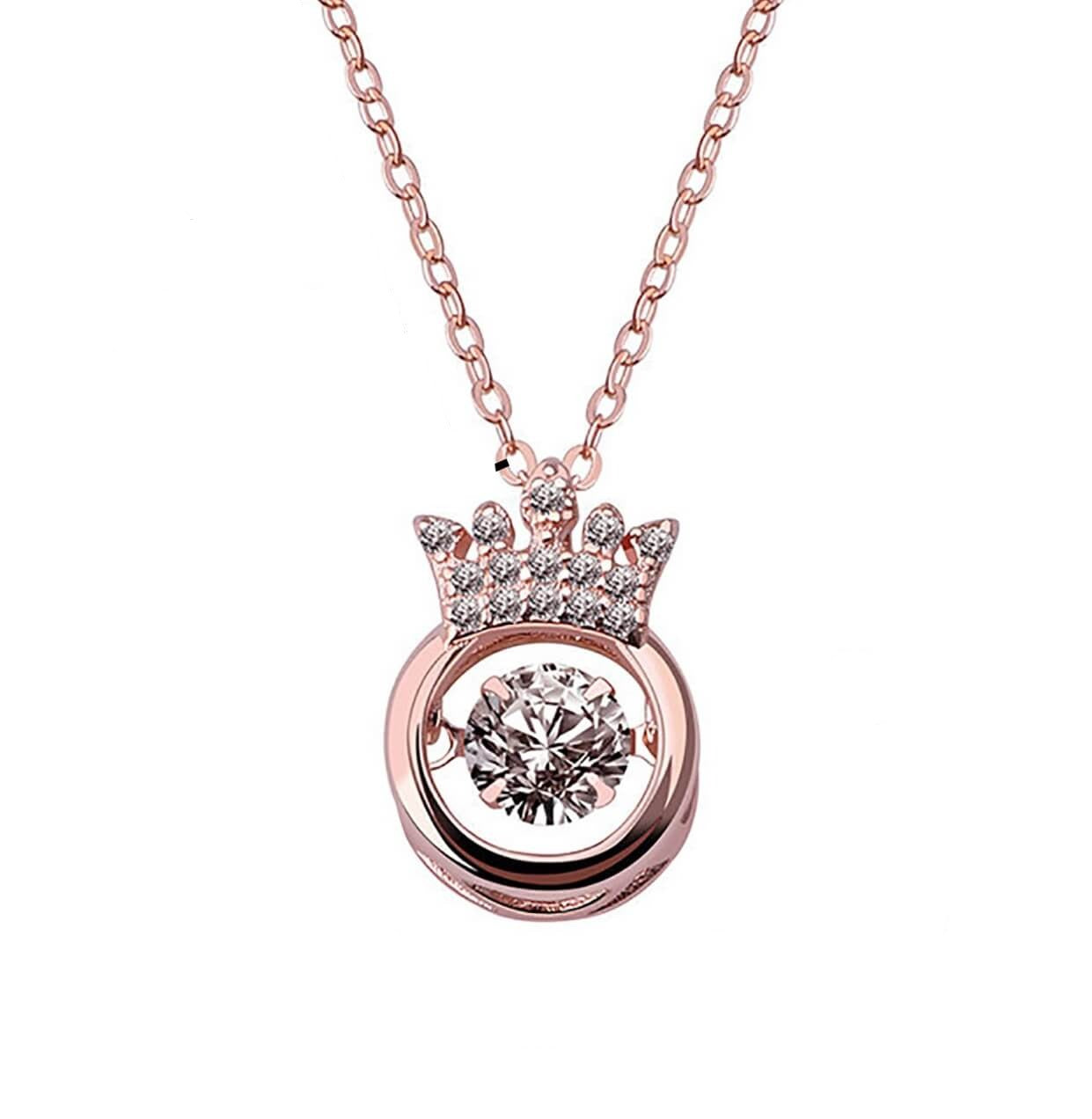 Elegant krone halskjede i sterling sølv med Cubic Zirconia. Perfekt datter gave.