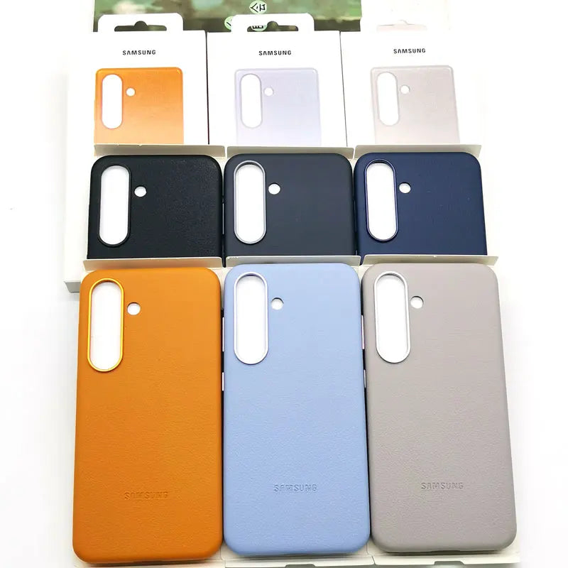 Elegant lærdeksel for Samsung Galaxy S25, gir robust og støtsikker mobilbeskyttelse.