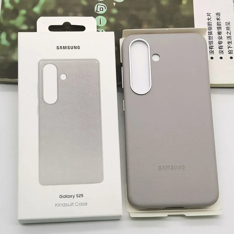 Luksuriøst lærdeksel til Samsung Galaxy S25 Edge, optimal beskyttelse og stilfullt tilbehør.