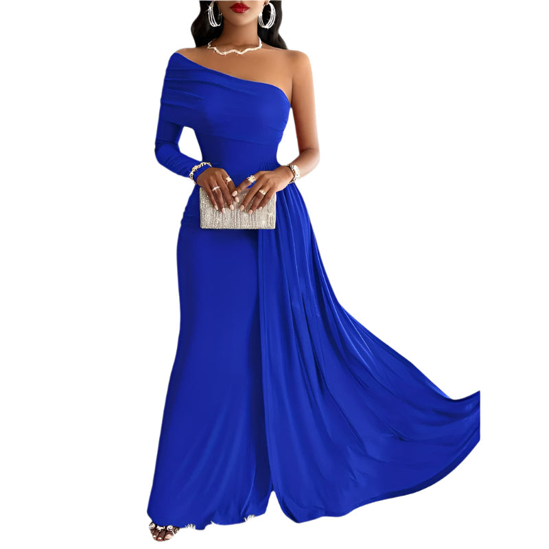 Elegant lang bodycon kjole for kvinner med dyp utringning, perfekt som sommer- eller festkjole.