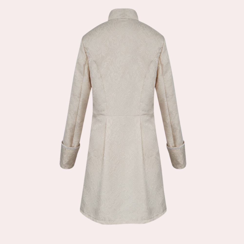 Elegant lang herrejakke i retro middelalderstil. En allsidig frakke for både fest og en sofistikert hverdagslook.