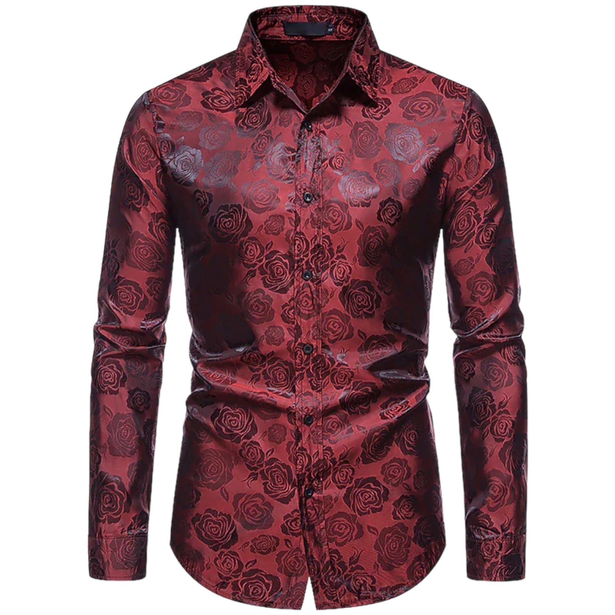 Chic langermet herreskjorte med blomstermotiv, ideell for å skape et unikt og elegant antrekk.