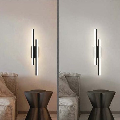 Elegant, minimalistisk LED vegglampe, perfekt som dekorativ belysning i gang eller stue.