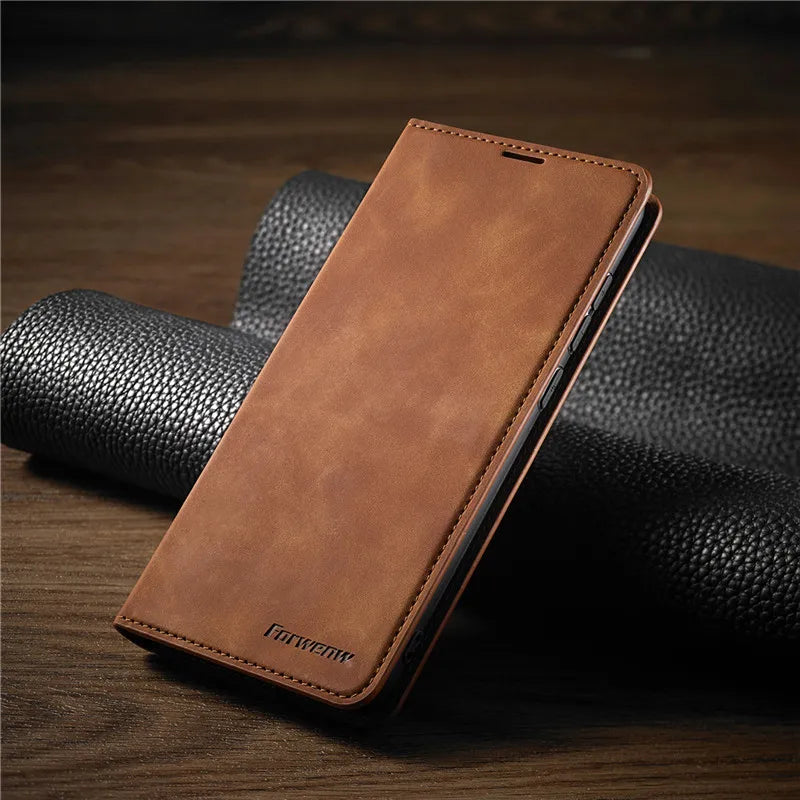 Premium lærdeksel for iPhone med magnetfunksjon, kombinerer robust beskyttelse med et elegant design.