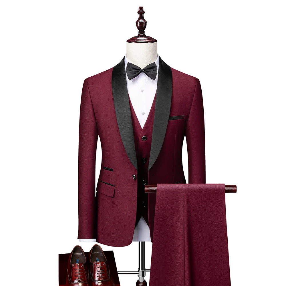 Moderne menns slim fit dressett i 3 deler, perfekt for et skarpt og elegant utseende på bryllup eller selskap.