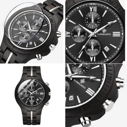 Elegant herreklokke laget av naturtre, et stilfullt armbåndsur for enhver anledning.