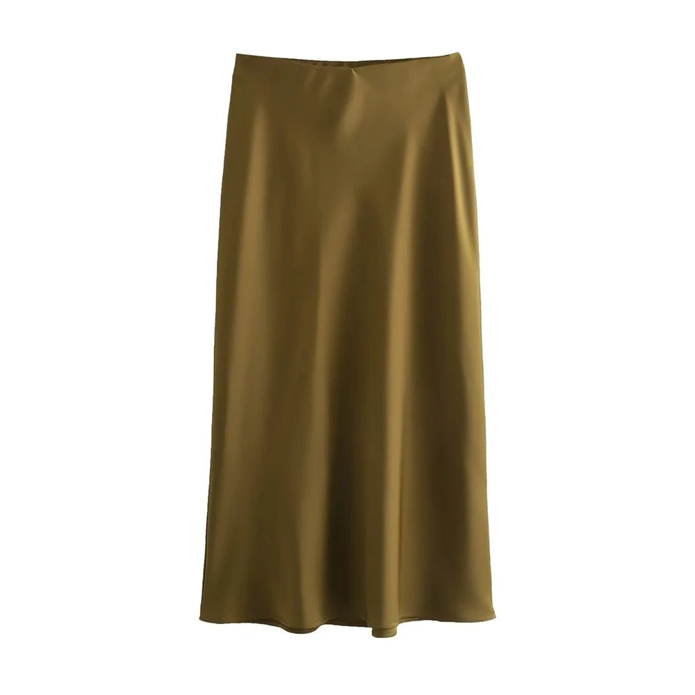 Flytende elegant midiskjørt for kvinner, gir en feminin og sofistikert look.