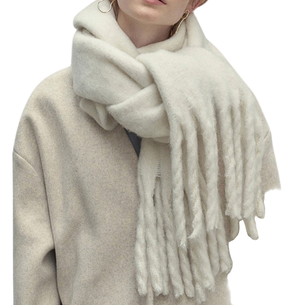 Elegant og mykt kvinneskjerf i beige. Allsidig tørklæde perfekt for vår, høst og vinter.