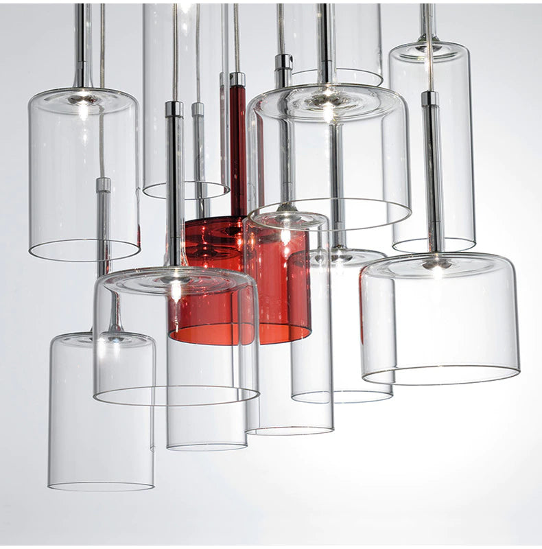 Stilren glasslampe, perfekt designlampe til spiseplassen, gir varm LED-belysning.
