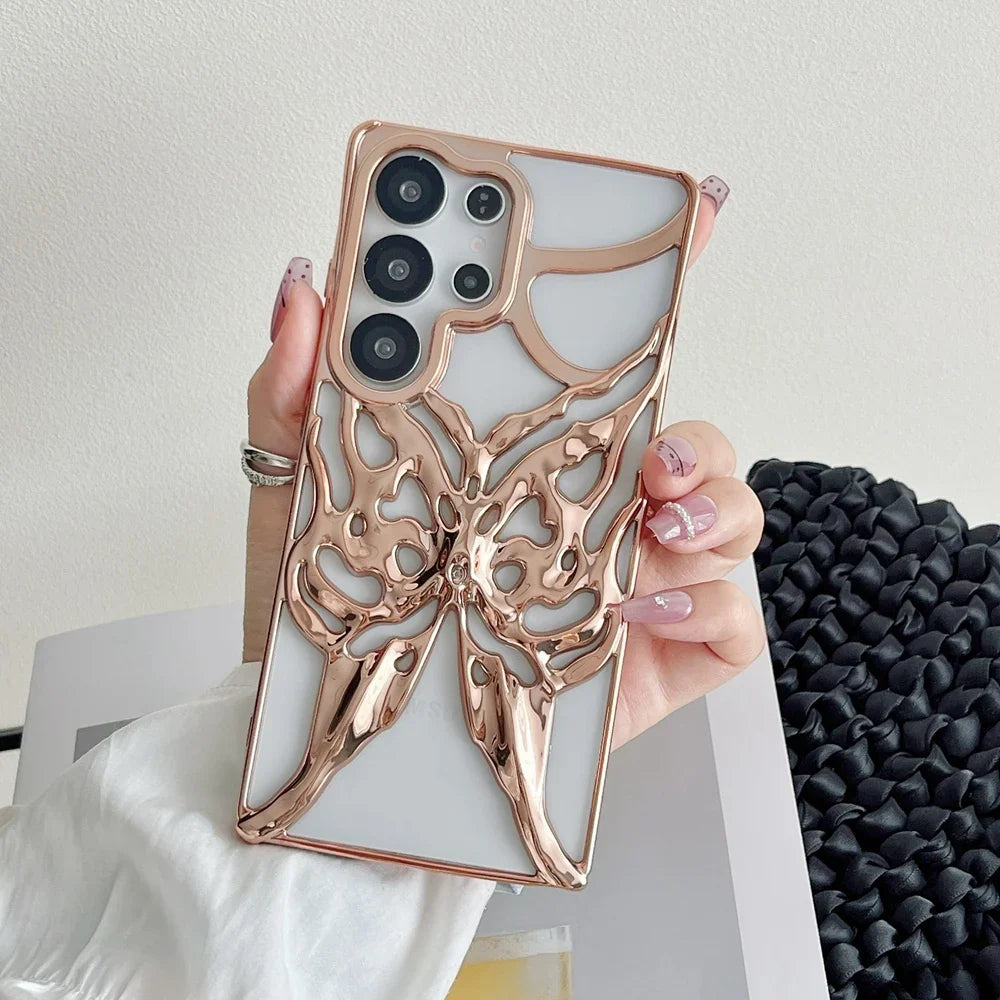 Samsung Galaxy deksel med opphøyet 3D sommerfugl, forbedrer personlig stil og grep.