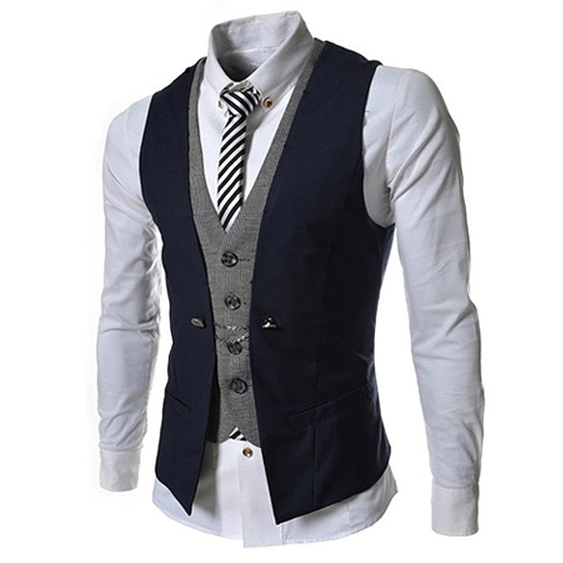 Mørk slim fit dressvest for menn. Elegant og formell, egnet for arbeid, bryllup og fest.