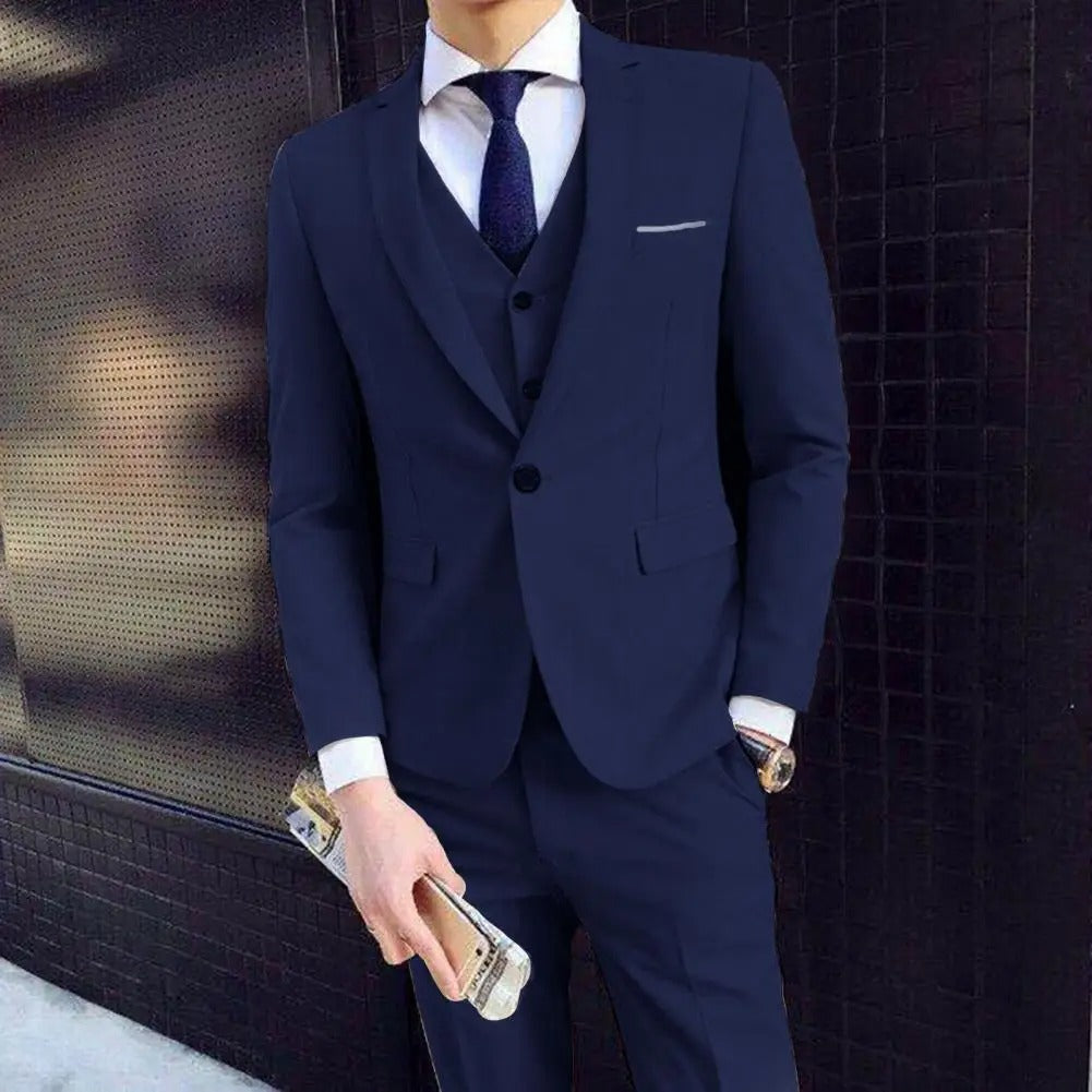 Menns slim fit businessdress i 2 deler, perfekt for kontoret, fest eller spesielle anledninger.