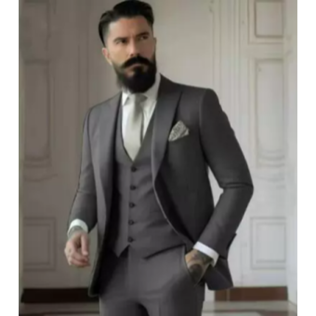 Allsidig slim fit tredelt dress for herre, passer til bryllup, forretning eller andre formelle eventer.