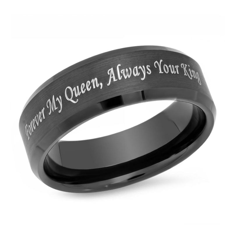 Elegant svart promise ring i rustfritt stål for herre, perfekt som løftering eller gave.