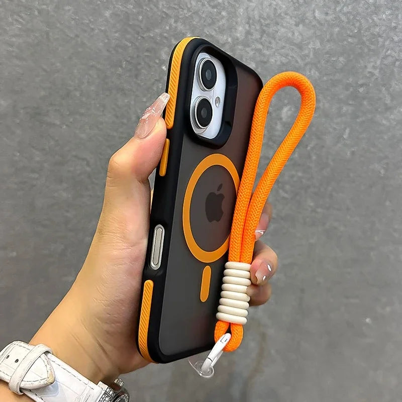 Praktisk og fargerik lanyard telefonveske for alle iPhone-modeller, med robust støtsikkerhet.