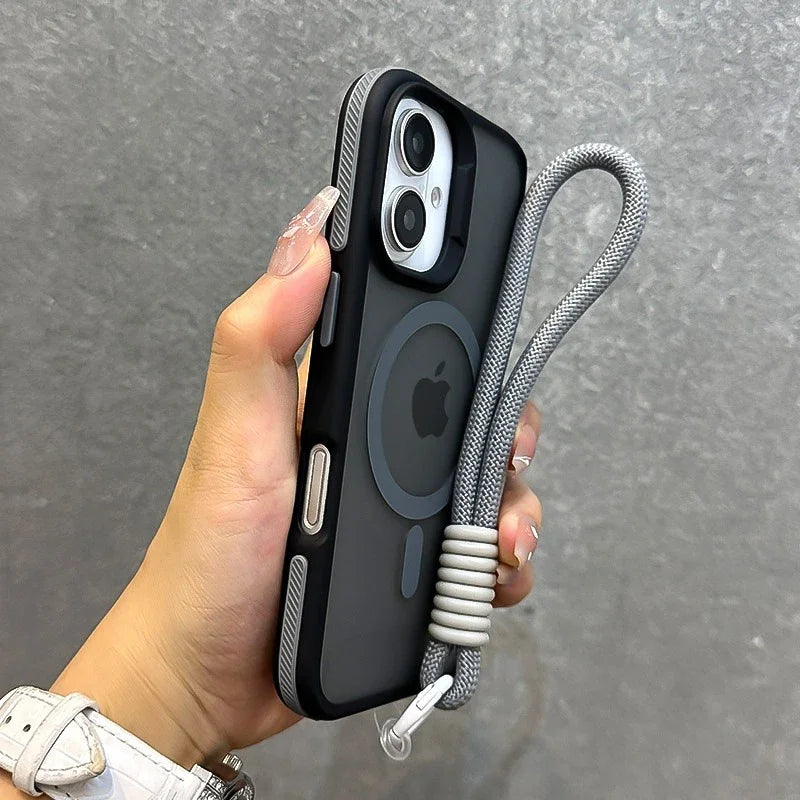 Trygg og stilig mobilbeskyttelse med lanyard, ideell for aktiv bruk og alle iPhone-modeller.