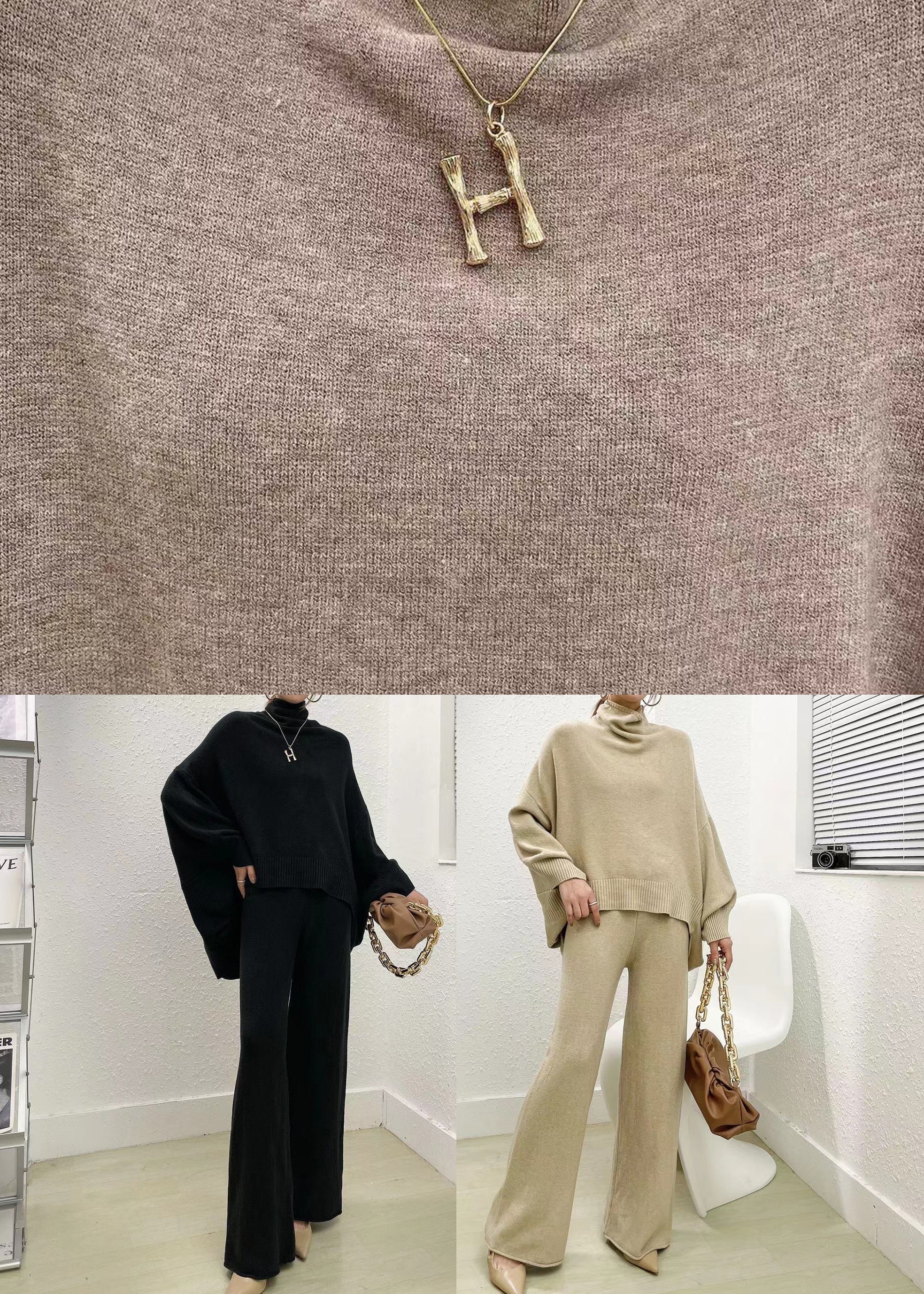Dameklær: Komfortabelt og elegant todelt sett med vide ben, ideelt for en avslappet men stilig look.