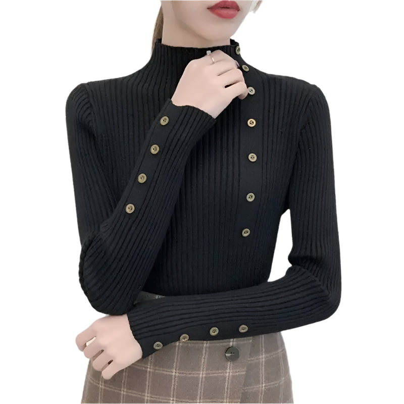 Elegant turtleneck genser for kvinner med slimfit og lange ermer, perfekt for vintermote.