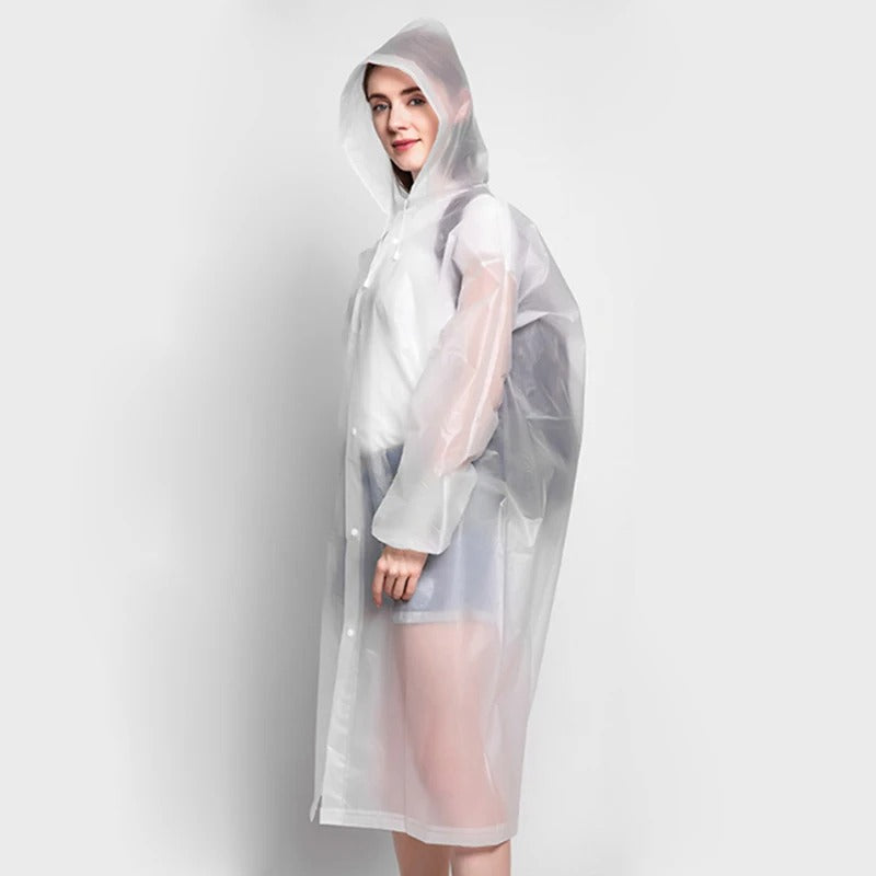 Hold deg tørr med stil: Elegant vanntett dame regnfrakk i gjennomsiktig design.