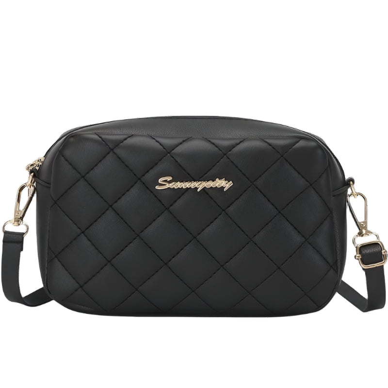 Stilren crossbody veske for kvinner, vattert PU-skinn med glidelås. Moderne og praktisk dameveske.