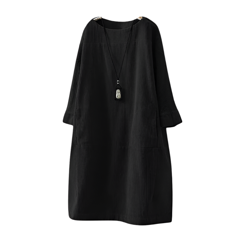 Elegant velour midi kjole for kvinner, vintage stil, perfekt for fest og hverdagsbruk. Komfortabel polyester.