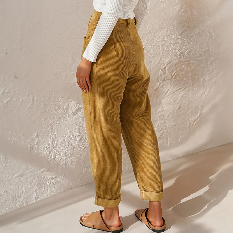 Komfortable og stilige kvinnebukser med høyt liv, ideelle for en sofistikert og moderne look.