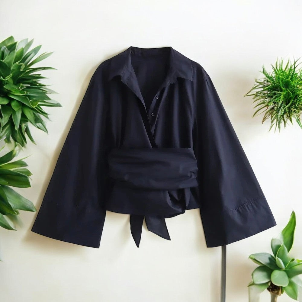 Stylische Damen Kimonobluse mit Schleifendetail, atmungsaktiv und bequem, für verschiedene Anlässe