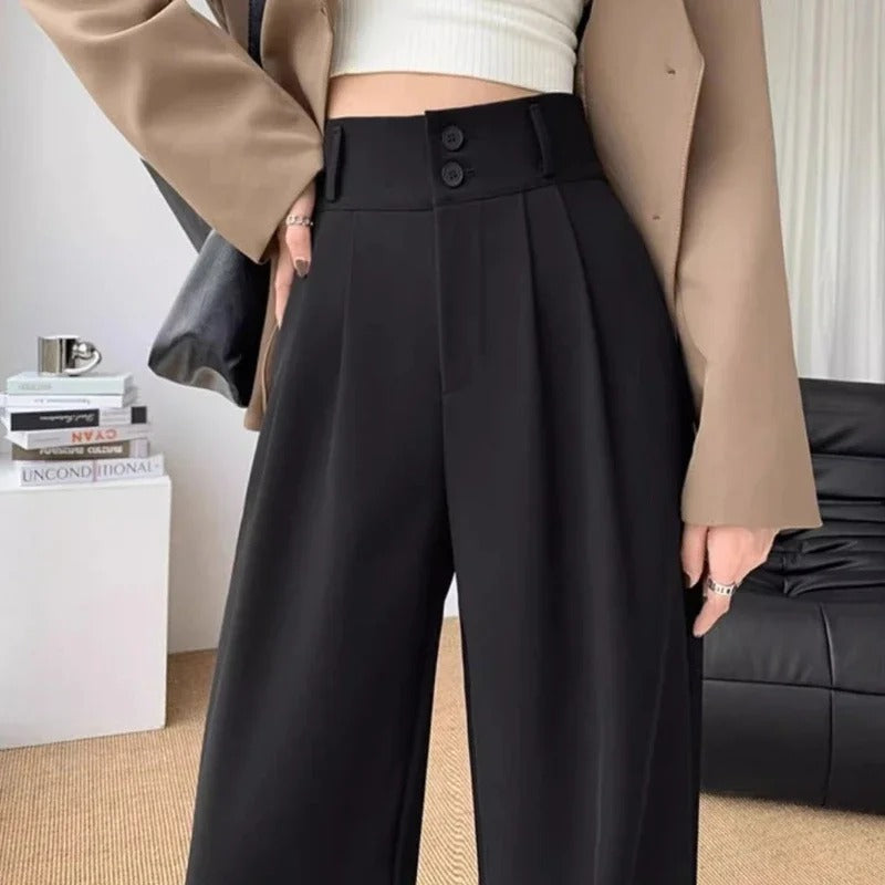 Damebukser med høy midje og vide ben som gir en elegant look. Allsidig for kvinner.